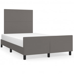 Estrutura cama c/ cabeceira 120x200cm couro artificial cinzento H
