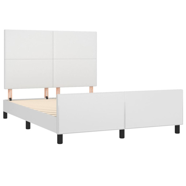 Estructura de cama cabecero cuero sintético blanco 140x190 cm M 4