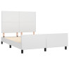 Estrutura cama c/ cabeceira couro artificial 140x190 cm branco 4