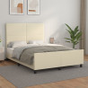 Estrutura de cama c/ cabeceira couro artificial 140x190cm creme 1