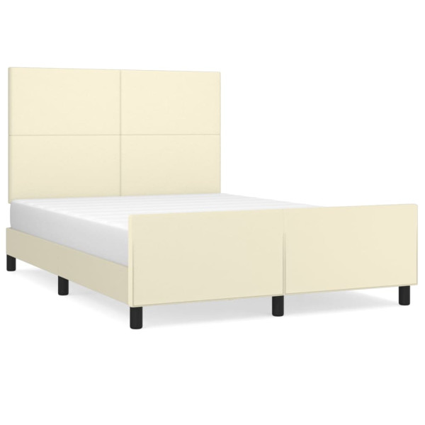 Estructura de cama con cabecero cuero sintético crema 140x190cm M 2
