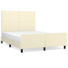 Estructura de cama con cabecero cuero sintético crema 140x190cm 2