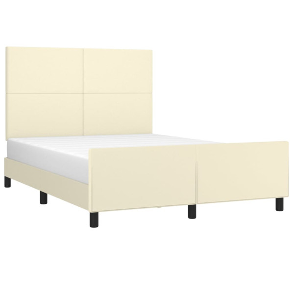 Estructura de cama con cabecero cuero sintético crema 140x190cm M 3