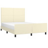 Estrutura de cama c/ cabeceira couro artificial 140x190cm creme 3