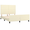 Estrutura de cama c/ cabeceira couro artificial 140x190cm creme 4