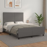 Estructura de cama con cabecero cuero sintético gris 140x190 cm 1