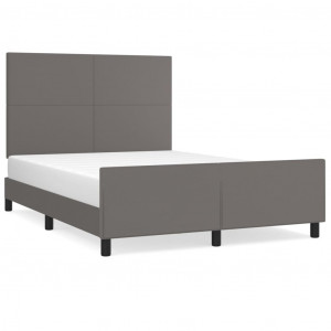 Estrutura cama c/ cabeceira 140x190cm couro artificial cinzento H