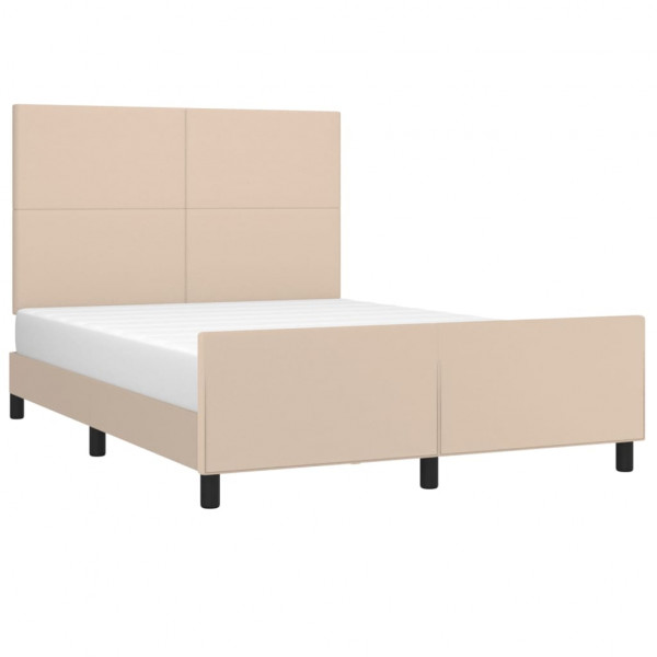 Estrutura cama c/ cabeceira couro artif. 140x190 cm cappuccino M 3