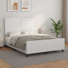 Estrutura cama c/ cabeceira 140x200 cm couro artificial branco 1