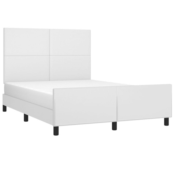 Estrutura cama c/ cabeceira 140x200 cm couro artificial branco M 3