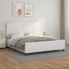 Estrutura cama c/ cabeceira 160x200 cm couro artificial branco 1