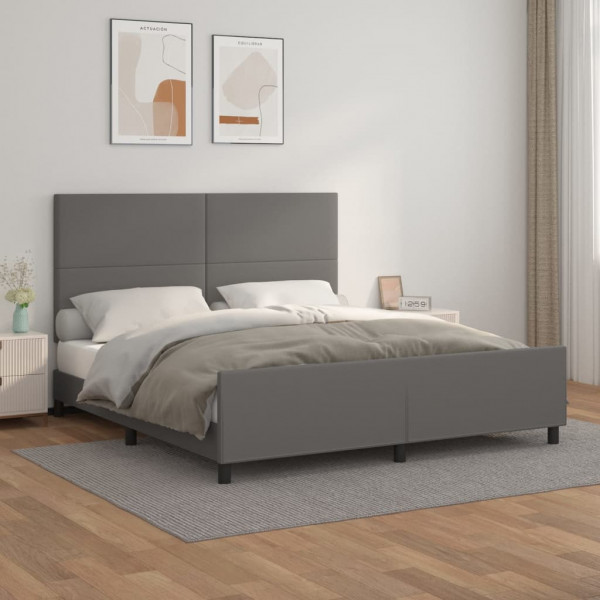Estructura de cama con cabecero cuero sintético gris 160x200cm D