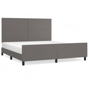Estructura de cama con cabecero cuero sintético gris 160x200cm H