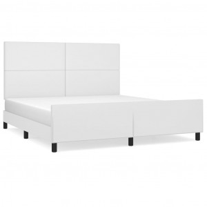 Estructura de cama cabecero cuero sintético blanco 180x200 cm H