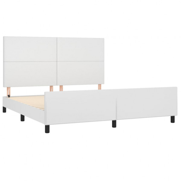 Estrutura cama c/ cabeceira 180x200 cm couro artificial branco M 4