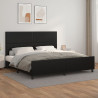 Estrutura cama c/ cabeceira 200x200 cm couro artificial preto 1