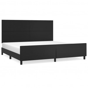 Estrutura cama c/ cabeceira 200x200 cm couro artificial preto H