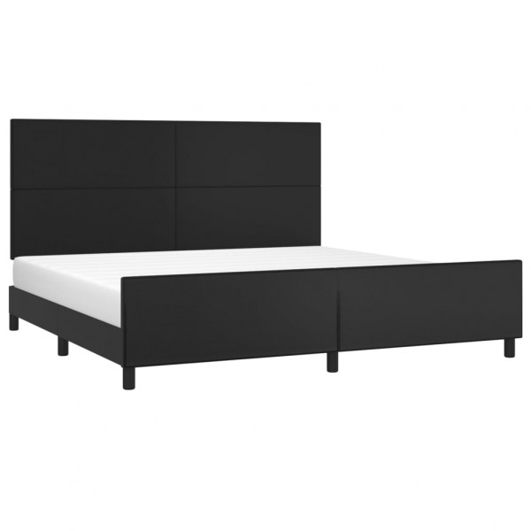 Estrutura cama c/ cabeceira 200x200 cm couro artificial preto M 3