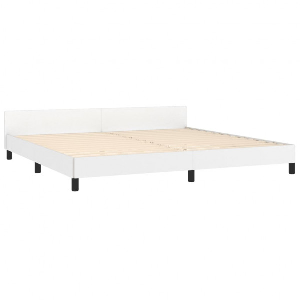 Estructura de cama cabecero cuero sintético blanco 200x200 cm M 5