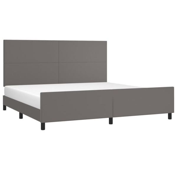 Estrutura cama c/ cabeceira 200x200cm couro artificial cinzento M 3