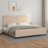 Estrutura cama cabeceira 200x200 cm couro artificial cappuccino 1