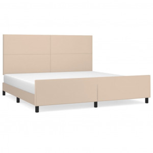 Estrutura cama cabeceira 200x200 cm couro artificial cappuccino H