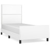 Estructura de cama con cabecero cuero sintético blanco 90x200cm 2