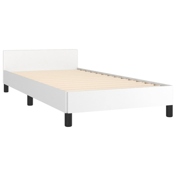 Estructura de cama con cabecero cuero sintético blanco 90x200cm M 5