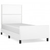 Estrutura cama c/ cabeceira 100x200 cm couro artificial branco 2