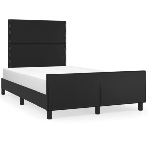 Estrutura de cama c/ cabeceira 120x200cm couro artificial preto H