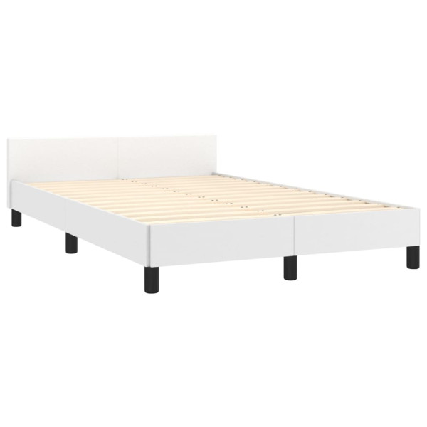 Estructura de cama cabecero cuero sintético blanco 120x200 cm M 5