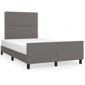 Estrutura cama c/ cabeceira 120x200cm couro artificial cinzento H