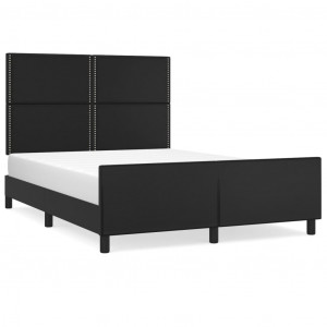 Estrutura cama c/ cabeceira 140x190 cm couro artificial preto H