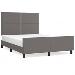 Estrutura cama c/ cabeceira 140x190cm couro artificial cinzento H