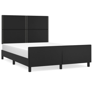 Estrutura cama c/ cabeceira 140x200 cm couro artificial preto H