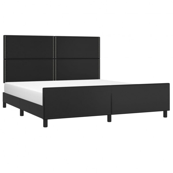 Estrutura de cama c/ cabeceira 180x200cm couro artificial preto M 3