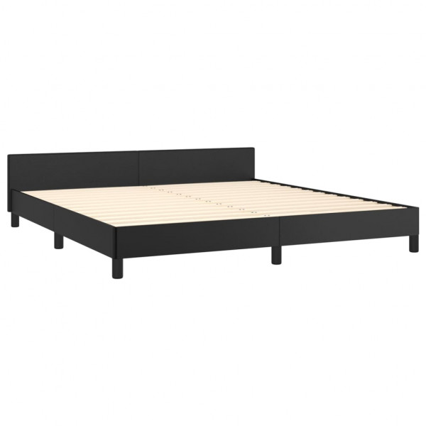 Estrutura de cama c/ cabeceira 180x200cm couro artificial preto M 5