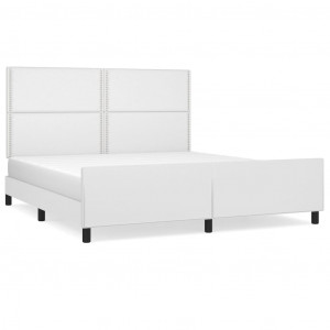 Estructura de cama cabecero cuero sintético blanco 180x200 cm H