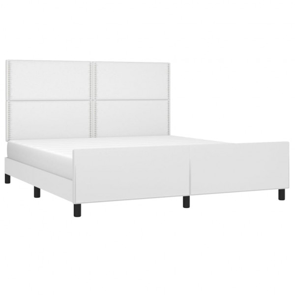 Estrutura cama c/ cabeceira 180x200 cm couro artificial branco M 3