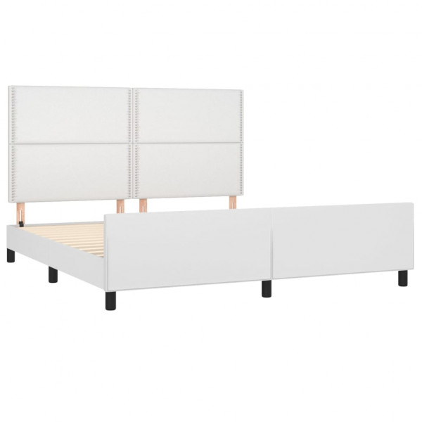Estructura de cama cabecero cuero sintético blanco 180x200 cm M 4