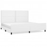 Estrutura cama c/ cabeceira couro artificial 200x200 cm branco 2