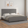 Estrutura cama c/ cabeceira 200x200cm couro artificial cinzento 1