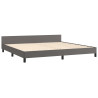 Estrutura cama c/ cabeceira 200x200cm couro artificial cinzento 5