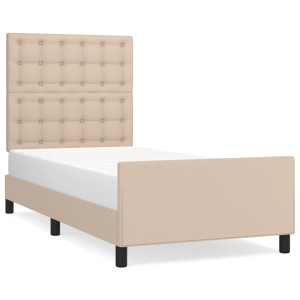 Estrutura cama c/ cabeceira couro artif. 80x200 cm cappuccino H