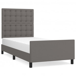 Estrutura cama c/ cabeceira 100x200cm couro artificial cinzento H