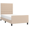 Estrutura cama cabeceira 100x200 cm couro artificial cappuccino 3