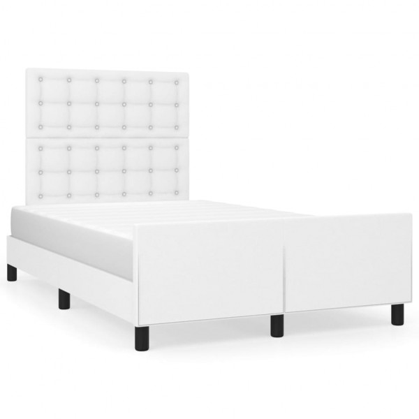 Estructura de cama cabecero cuero sintético blanco 120x200 cm M 2