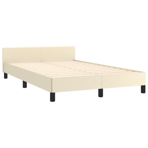 Estructura de cama con cabecero cuero sintético crema 120x200cm M 5