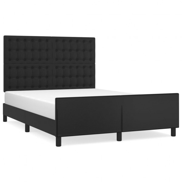 Estrutura cama c/ cabeceira 140x190 cm couro artificial preto M 2