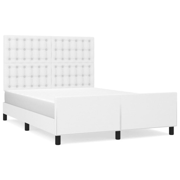 Estructura de cama cabecero cuero sintético blanco 140x190 cm M 2